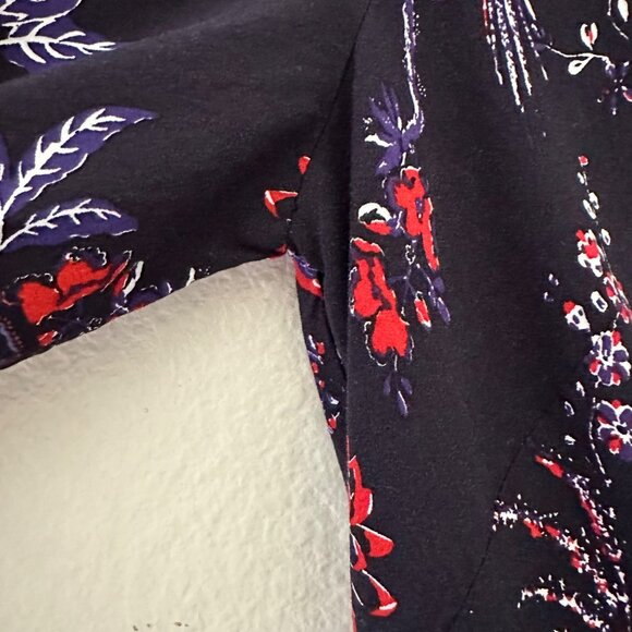 Anthropologie Maeve Espoir Jumpsuit V Neck Floral Bird Print 3/4 Bell Sleeve Mul - Picture 5 of 15